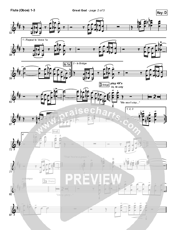 Great God Flute/Oboe 1/2/3 (Jentezen Franklin / Free Chapel)