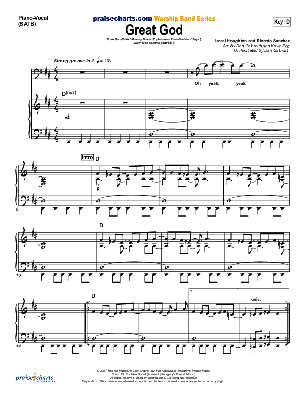 Great God Piano/Vocal (Jentezen Franklin / Free Chapel)