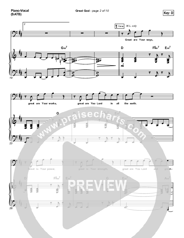 Great God Piano/Vocal & Lead (Jentezen Franklin / Free Chapel)