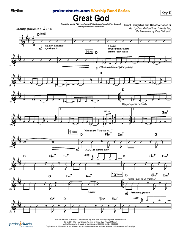 Great God Rhythm Chart (Jentezen Franklin / Free Chapel)