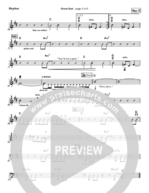 Great God Rhythm Chart (Jentezen Franklin / Free Chapel)