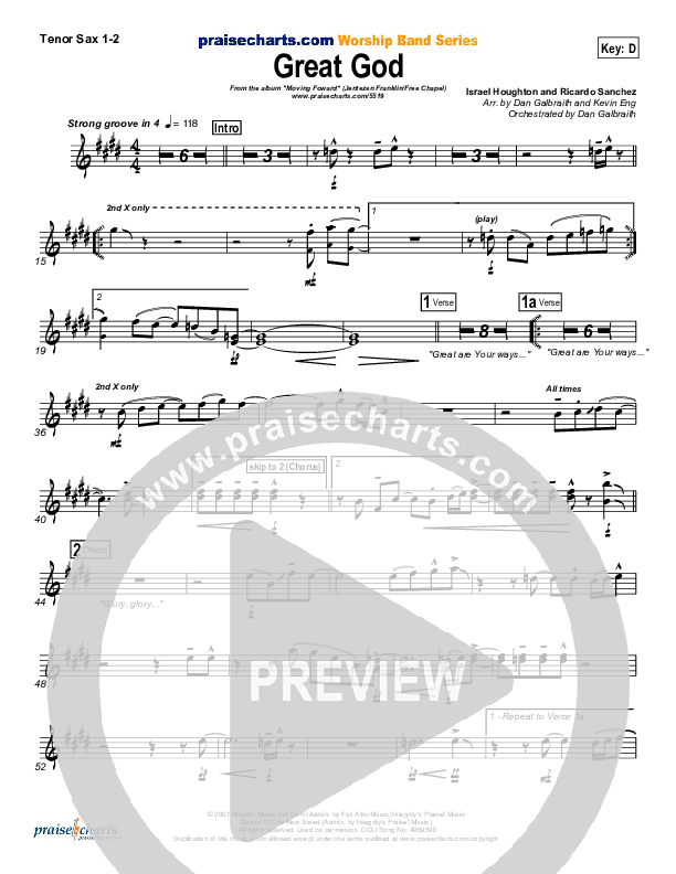 Great God Tenor Sax 1/2 (Jentezen Franklin / Free Chapel)