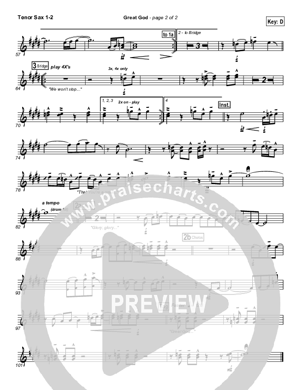 Great God Tenor Sax 1/2 (Jentezen Franklin / Free Chapel)