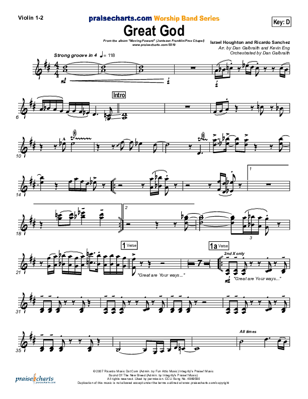 Great God Violin 1/2 (Jentezen Franklin / Free Chapel)