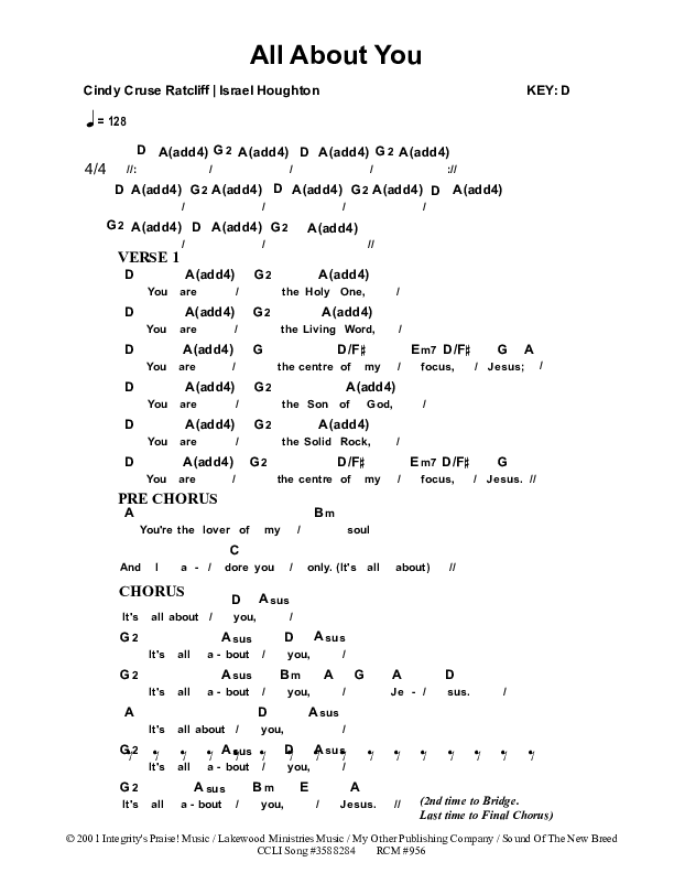 All About You Chords & Lyrics (Dennis Prince / Nolene Prince)