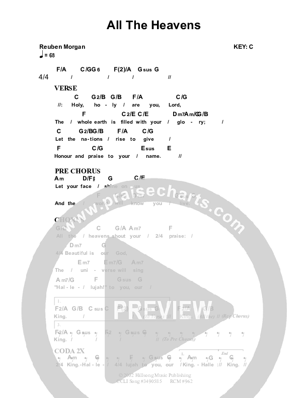 All The Heavens Chords & Lyrics (Dennis Prince / Nolene Prince)