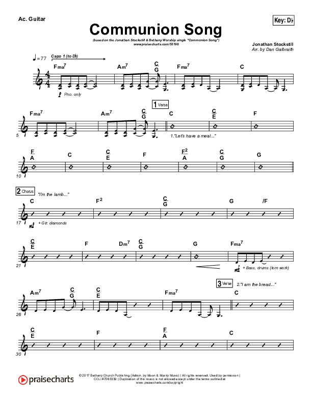 Communion Song Acoustic Guitar (Jonathan Stockstill / Bethany Music / Nicole Binion / BJ Putnam)