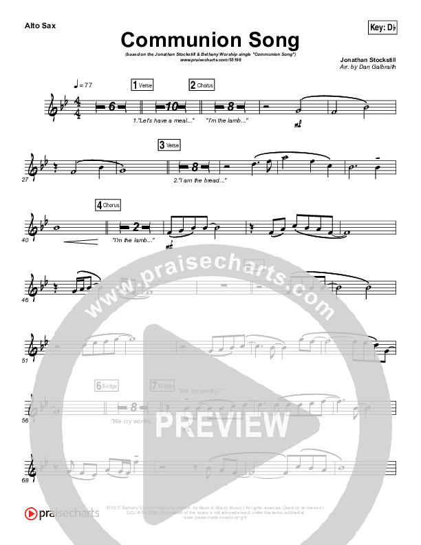Communion Song Alto Sax (Jonathan Stockstill / Bethany Music / Nicole Binion / BJ Putnam)