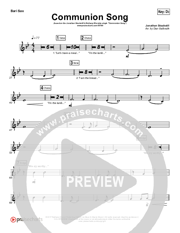Communion Song Bari Sax (Jonathan Stockstill / Bethany Music / Nicole Binion / BJ Putnam)