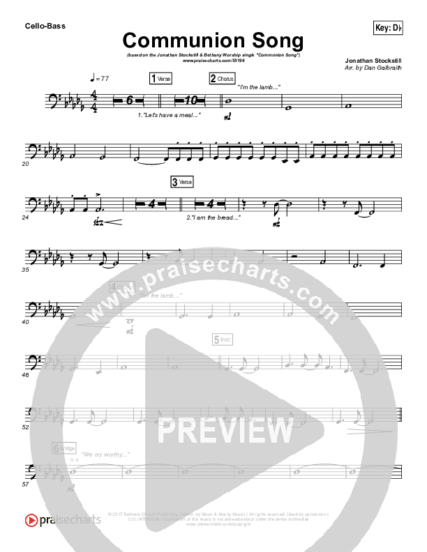 Communion Song Cello/Bass (Jonathan Stockstill / Bethany Music / Nicole Binion / BJ Putnam)