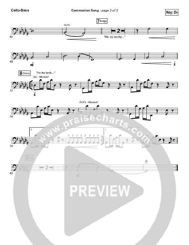 Communion Song Cello/Bass (Jonathan Stockstill / Bethany Music / Nicole Binion / BJ Putnam)