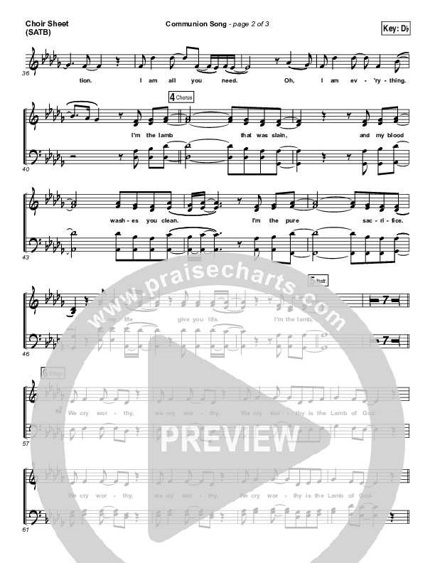 Communion Song Choir Sheet (SATB) (Jonathan Stockstill / Bethany Music / Nicole Binion / BJ Putnam)