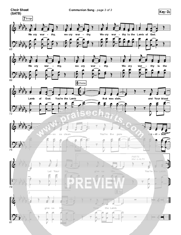 Communion Song Choir Sheet (SATB) (Jonathan Stockstill / Bethany Music / Nicole Binion / BJ Putnam)