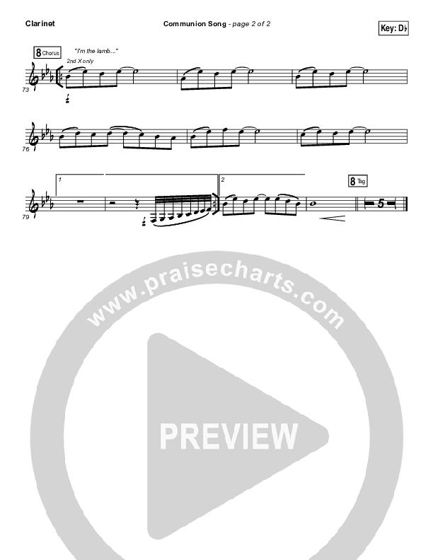 Communion Song Clarinet (Jonathan Stockstill / Bethany Music / Nicole Binion / BJ Putnam)