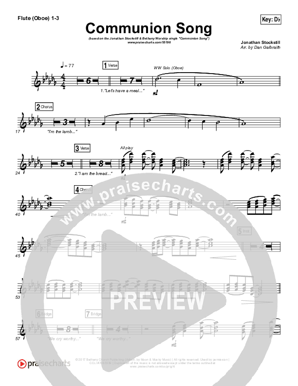 Communion Song Flute/Oboe 1/2/3 (Jonathan Stockstill / Bethany Music / Nicole Binion / BJ Putnam)