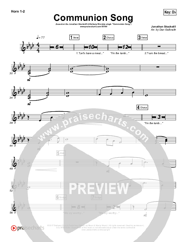 Communion Song French Horn 1/2 (Jonathan Stockstill / Bethany Music / Nicole Binion / BJ Putnam)