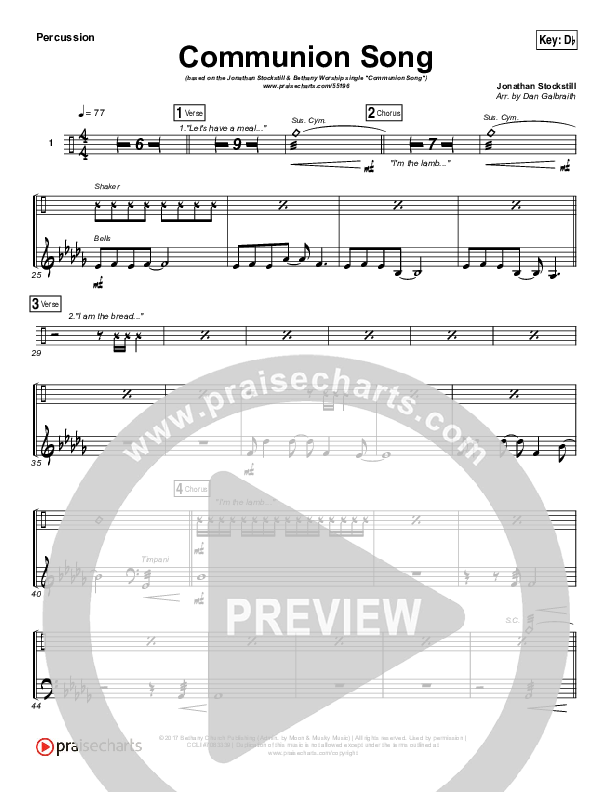 Communion Song Percussion (Jonathan Stockstill / Bethany Music / Nicole Binion / BJ Putnam)