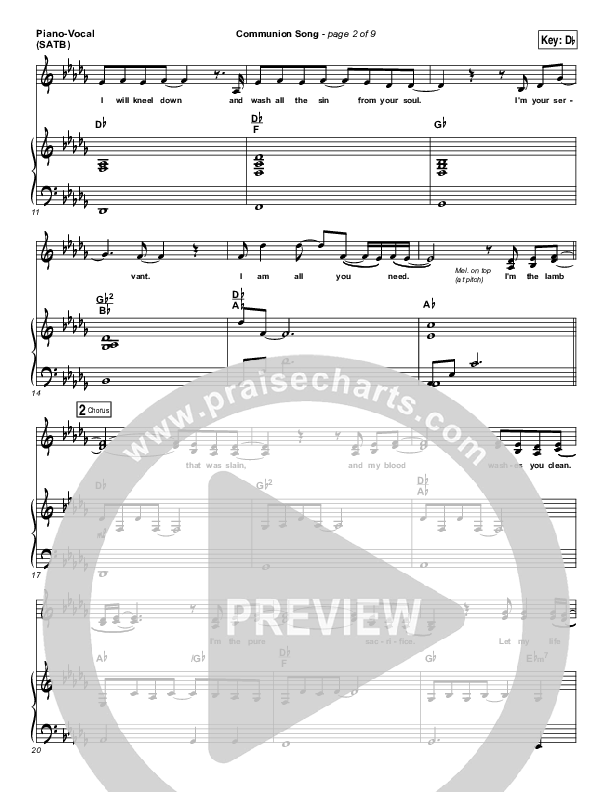 Communion Song Piano/Vocal (SATB) (Jonathan Stockstill / Bethany Music / Nicole Binion / BJ Putnam)