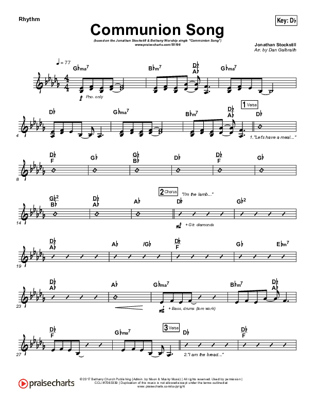 Communion Song Rhythm Chart (Jonathan Stockstill / Bethany Music / Nicole Binion / BJ Putnam)