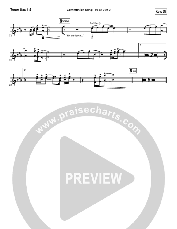 Communion Song Tenor Sax 1/2 (Jonathan Stockstill / Bethany Music / Nicole Binion / BJ Putnam)
