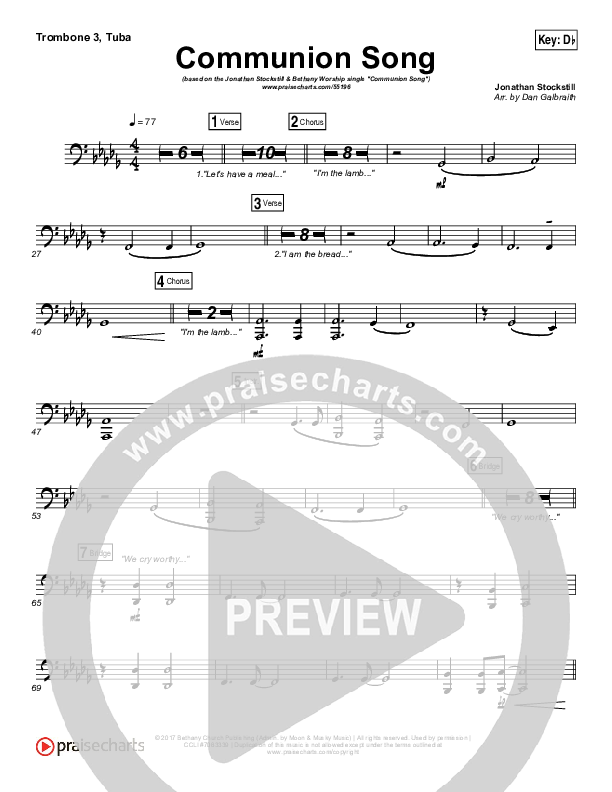 Communion Song Trombone 3/Tuba (Jonathan Stockstill / Bethany Music / Nicole Binion / BJ Putnam)
