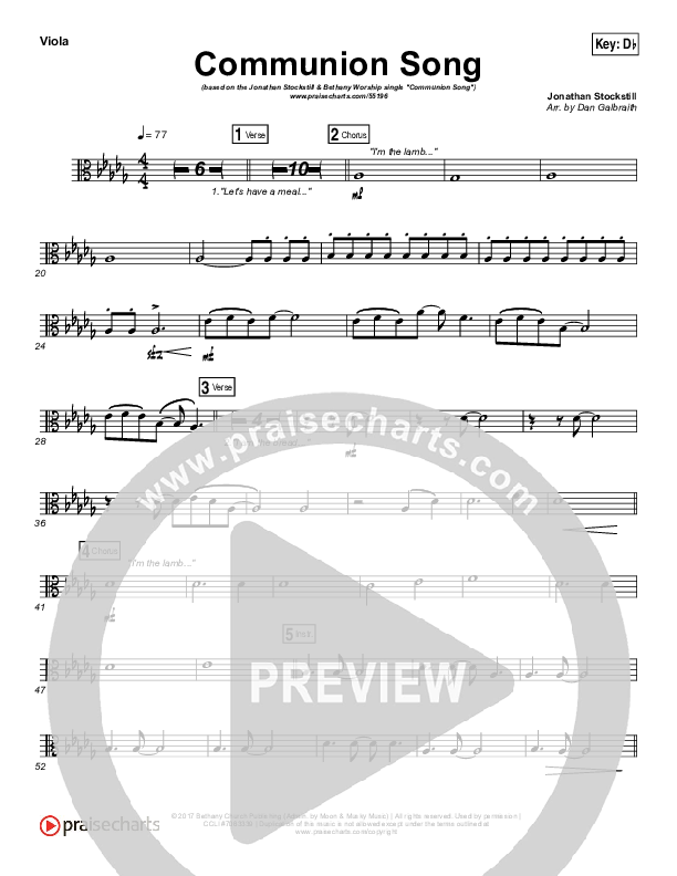Communion Song Viola (Jonathan Stockstill / Bethany Music / Nicole Binion / BJ Putnam)