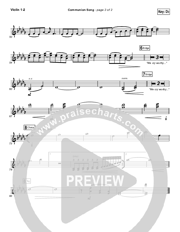 Communion Song Violin 1/2 (Jonathan Stockstill / Bethany Music / Nicole Binion / BJ Putnam)