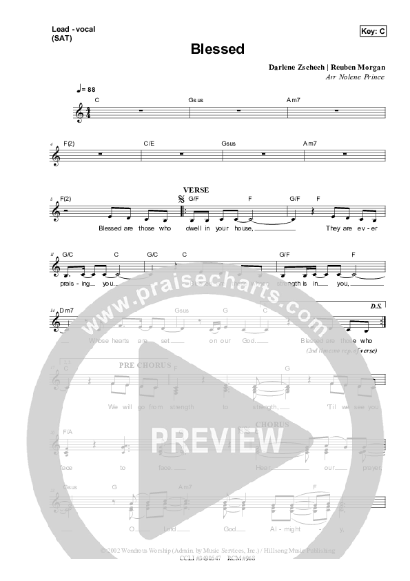 Blessed Lead Sheet (SAT) (Dennis Prince / Nolene Prince)