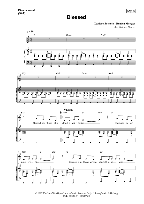 Blessed Piano/Vocal (SAT) (Dennis Prince / Nolene Prince)