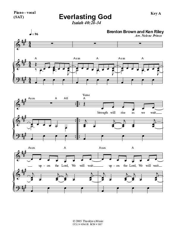 Everlasting God Piano/Vocal & Lead (Dennis Prince / Nolene Prince)
