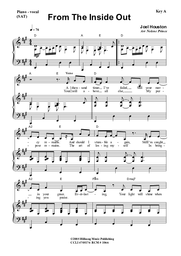 From The Inside Out Piano/Vocal & Lead (Dennis Prince / Nolene Prince)