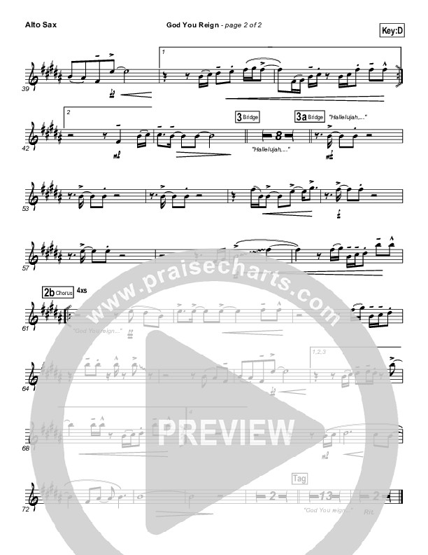 God You Reign Alto Sax (Lincoln Brewster)