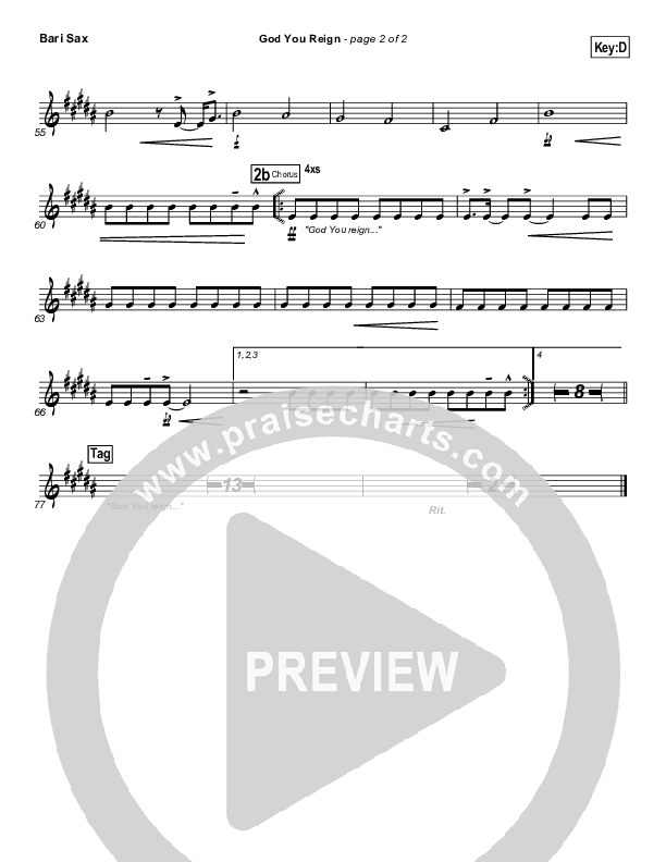 God You Reign Bari Sax (Lincoln Brewster)