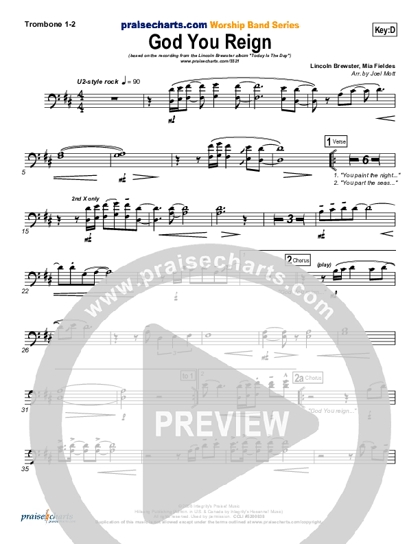 God You Reign Trombone 1/2 (Lincoln Brewster)