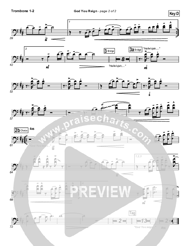 God You Reign Trombone 1/2 (Lincoln Brewster)