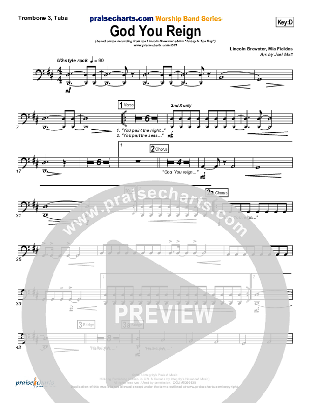 God You Reign Trombone 3/Tuba (Lincoln Brewster)