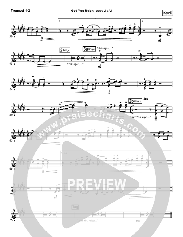 God You Reign Trumpet 1,2 (Lincoln Brewster)