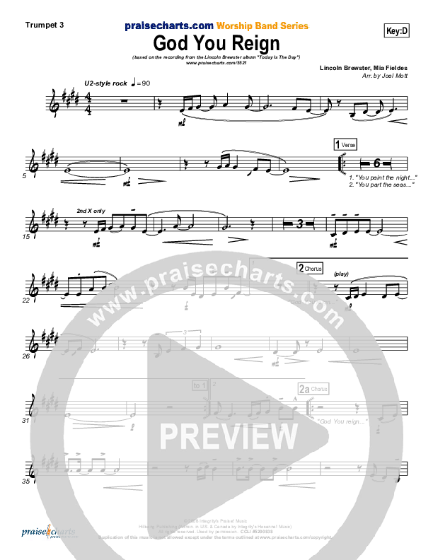God You Reign Trumpet 3 (Lincoln Brewster)
