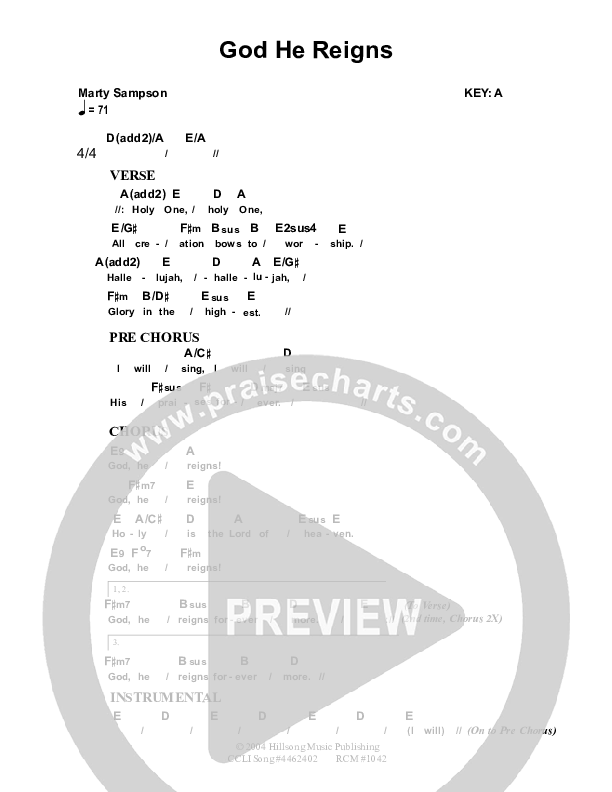 God He Reigns Chords & Lyrics (Dennis Prince / Nolene Prince)