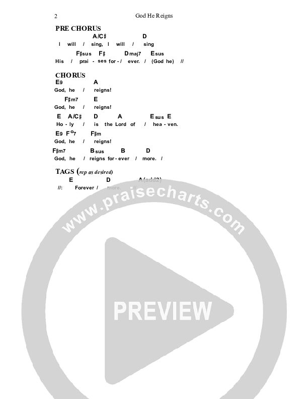 God He Reigns Chords & Lyrics (Dennis Prince / Nolene Prince)