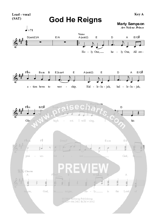 God He Reigns Piano/Vocal & Lead (Dennis Prince / Nolene Prince)