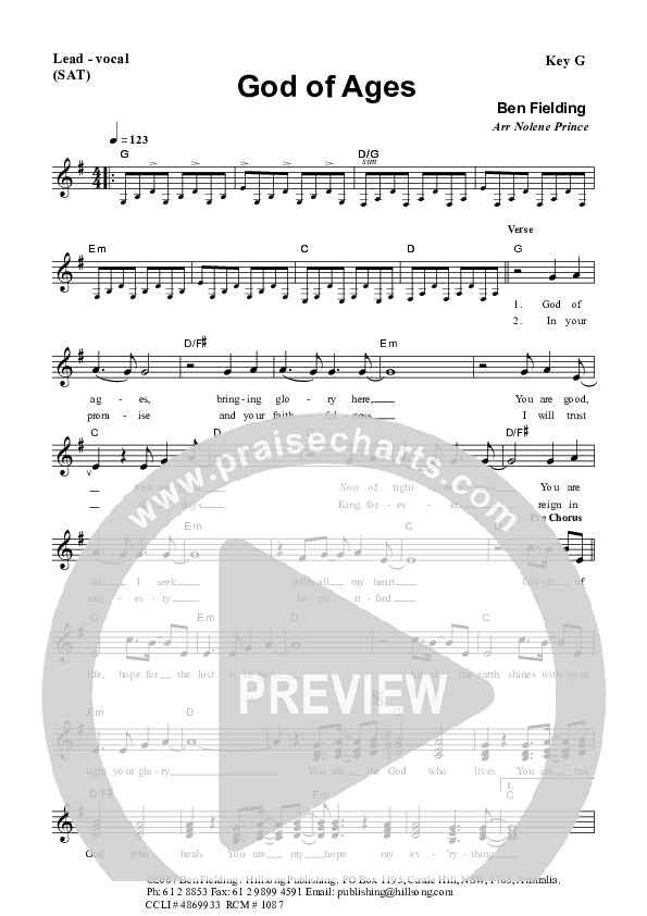 God Of Ages Piano/Vocal & Lead (Dennis Prince / Nolene Prince)