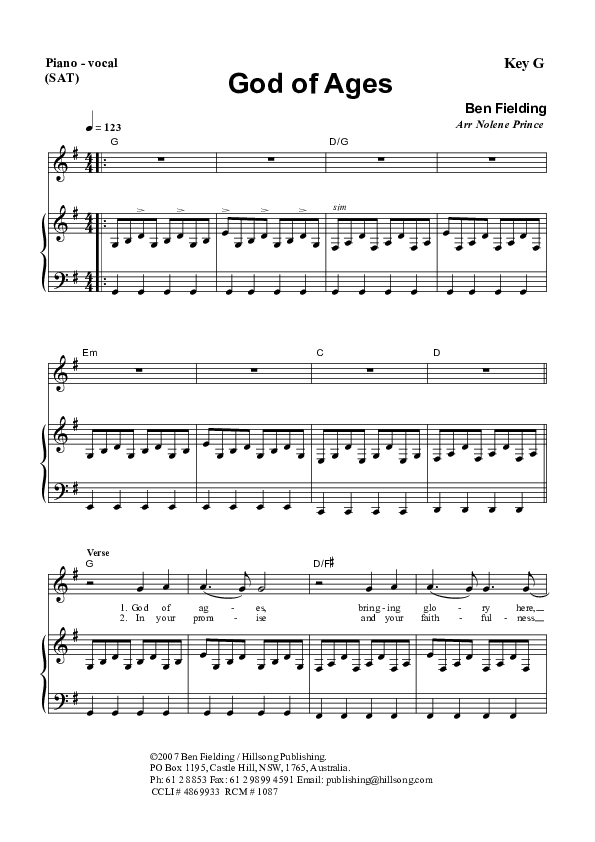 God Of Ages Piano/Vocal & Lead (Dennis Prince / Nolene Prince)