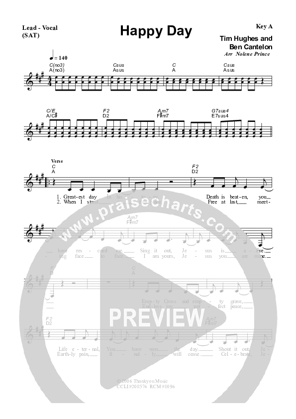 Happy Day Lead Sheet (SAT) (Dennis Prince / Nolene Prince)