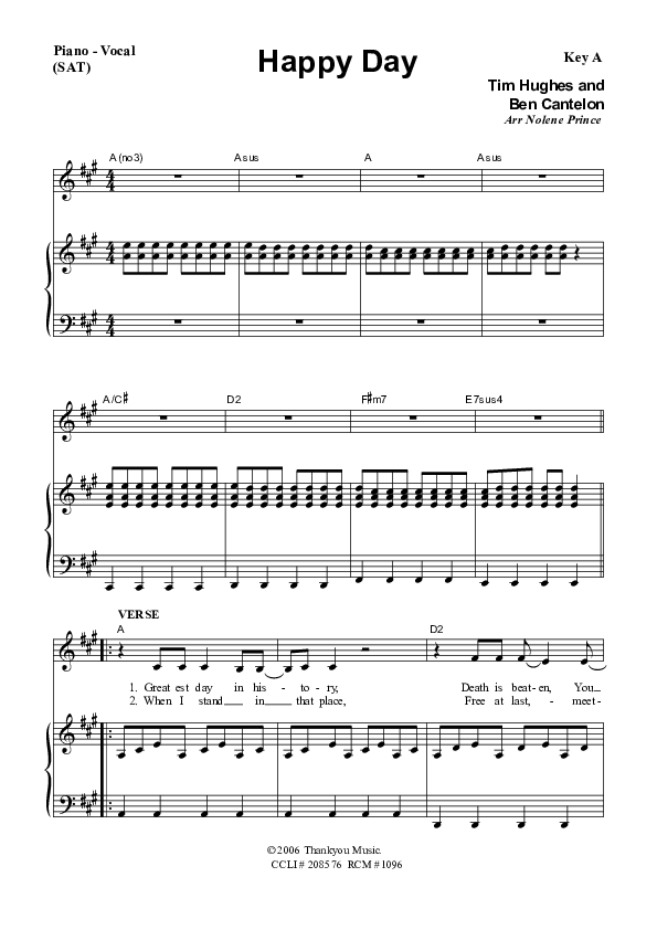 Happy Day Piano/Vocal & Lead (Dennis Prince / Nolene Prince)
