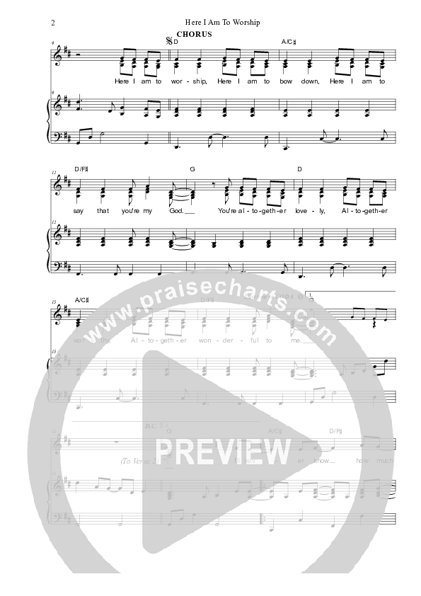 Here I Am To Worship Piano/Vocal (SAT) (Dennis Prince / Nolene Prince)