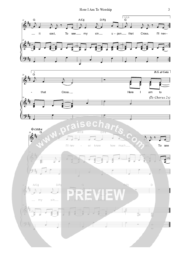 Here I Am To Worship Piano/Vocal (SAT) (Dennis Prince / Nolene Prince)