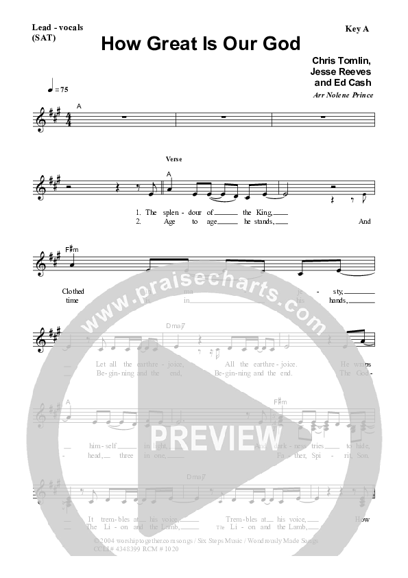 How Great Is Our God Lead Sheet (Dennis Prince / Nolene Prince)