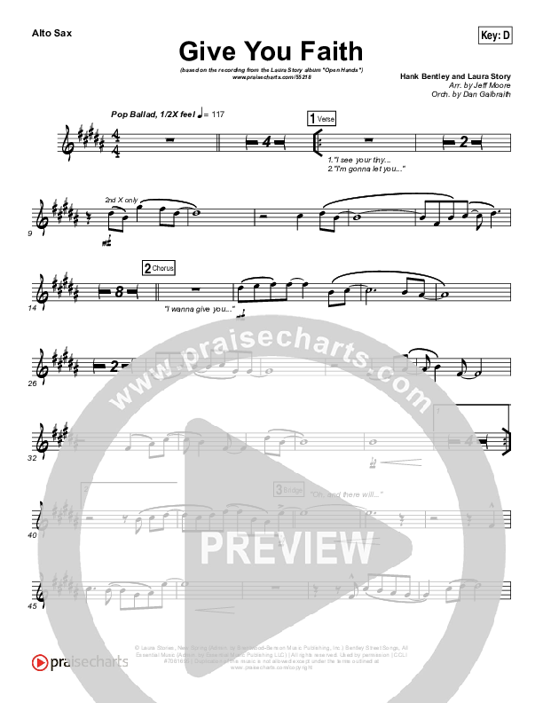 Give You Faith Alto Sax (Laura Story)