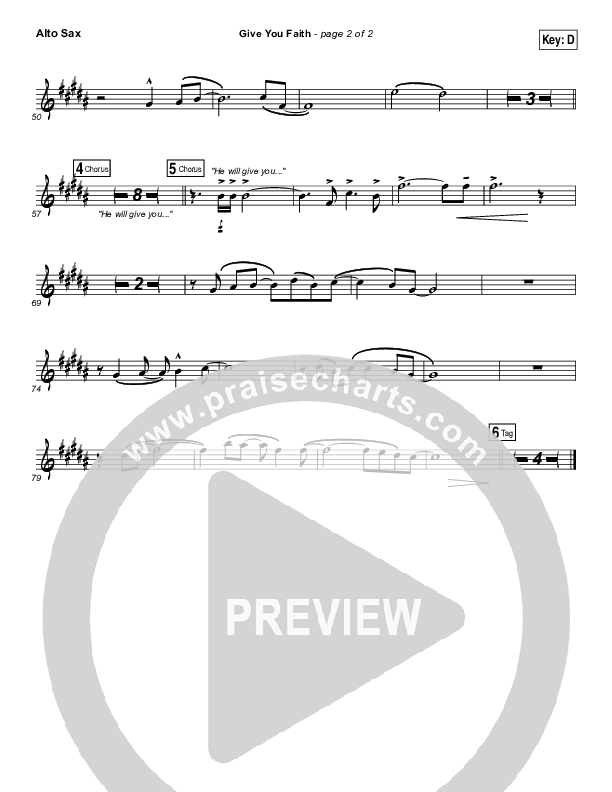 Give You Faith Alto Sax (Laura Story)